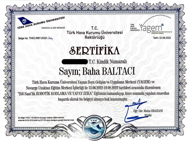 THK Universitesi Robotik AI 2022