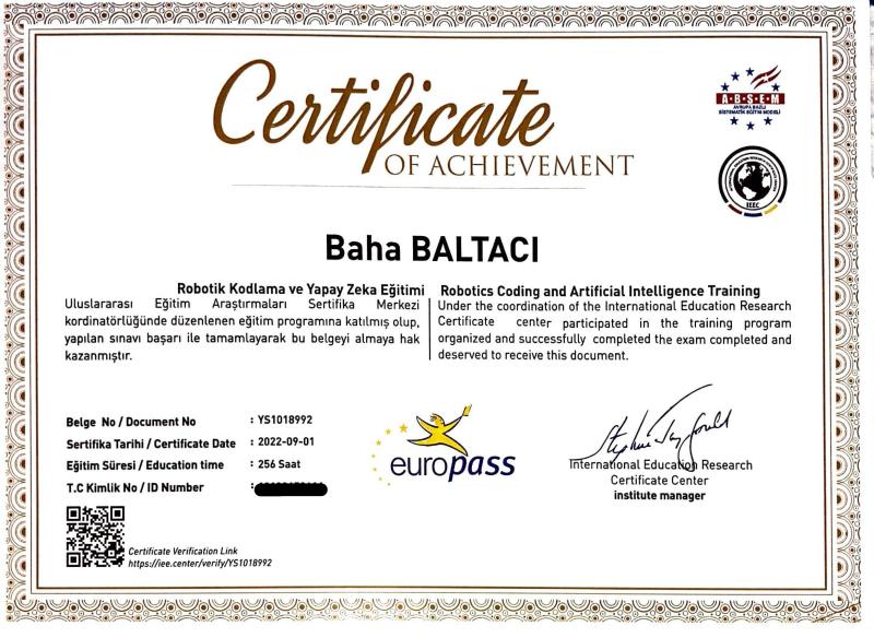 Robotik Kodlama Europass 2022